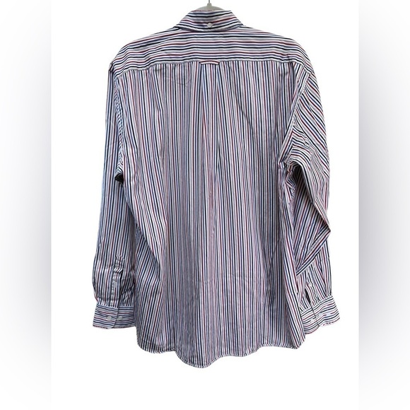 Faconnable Mens Red White Blue Striped Long Sleeve Button Up Shirt - Picture 5 of 5